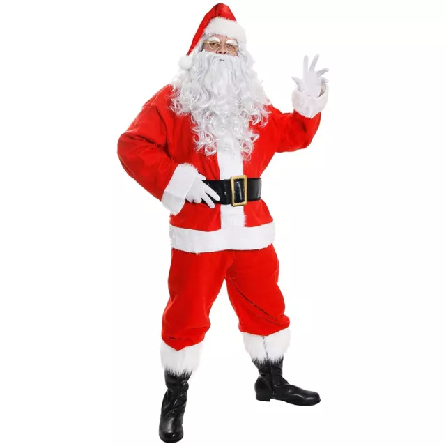 Costume Babbo Claus Adulti Padre Natale Abito 10 Pezzi Uomo Natale 3