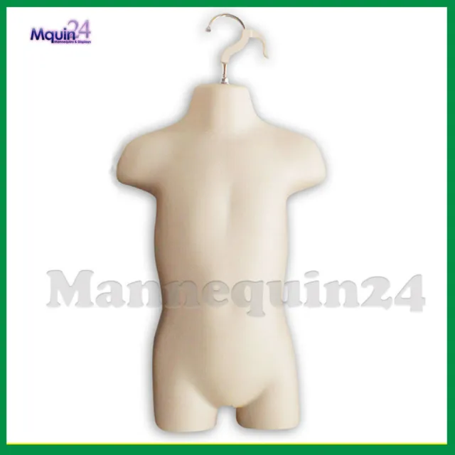 Toddler Torso Hanging Mannequin - Flesh Kids Dress Form +  Hanger