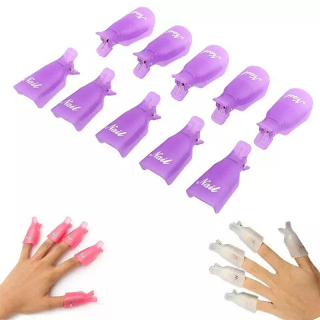 10 Clips Removador De GEL UV POLACO Esmalte De Uñas Remoje El Casquillo Manicura