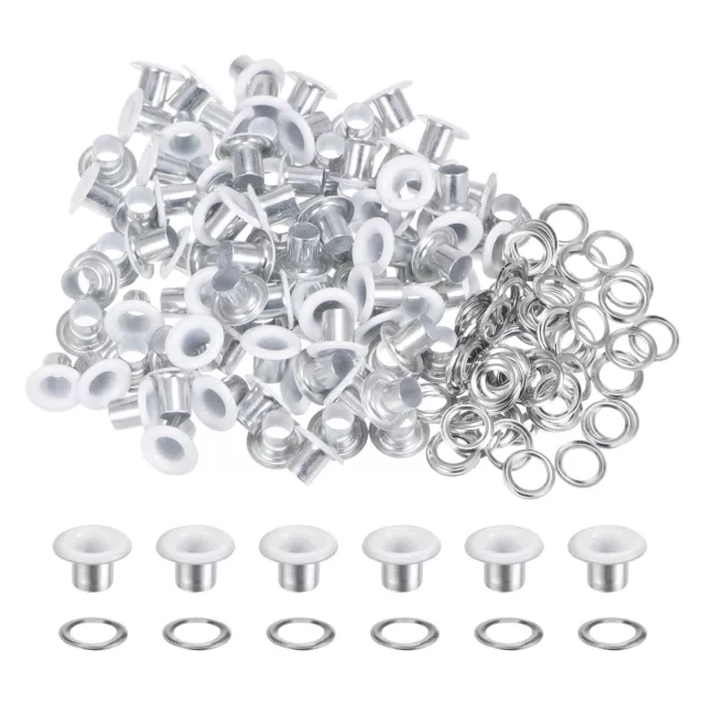 100PCS Grommets Eyelets 1/5 Inch (5mm) Hole Self Backing Eyelet White