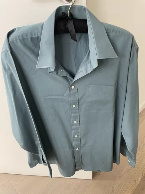 Men’s Teal Marks & Spencer Long Sleeved Cotton Shirt. 16.5’’ Collar