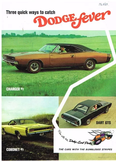 Dodge Charger R/T , Coronet R/T & Dart Gts Original 1968 Factory Sales Brochure