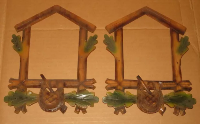 Pair of  Vintage Hunters Cuckoo Clock Parts Decor Frame front parts project #2