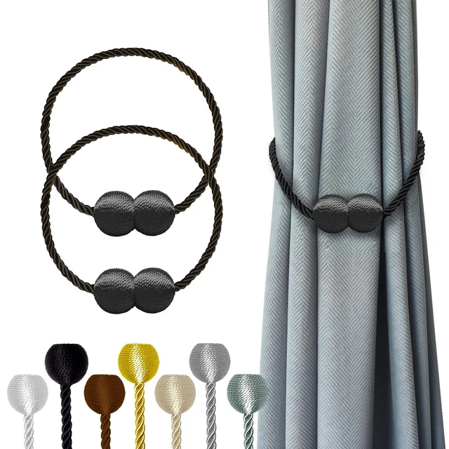 Magnetic Curtain Tiebacks Black 2pcs, Curtain Tiebacks Buckles Holdbacks