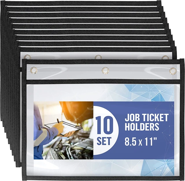 Job Ticket Holders 8 1/2 X 11 Horizontal - 10 Pack Work Order Plastic Sleeves fo