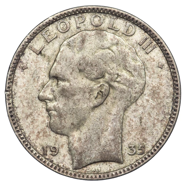 Belgique 20 francs 1935 Léopold III argent tranche A KM.105 pièce monnaie belge