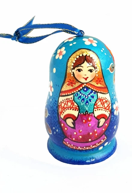 Boules De Noël Poupées Russes En Verre Peint - Lot De 2, 9 Cm, Occasion