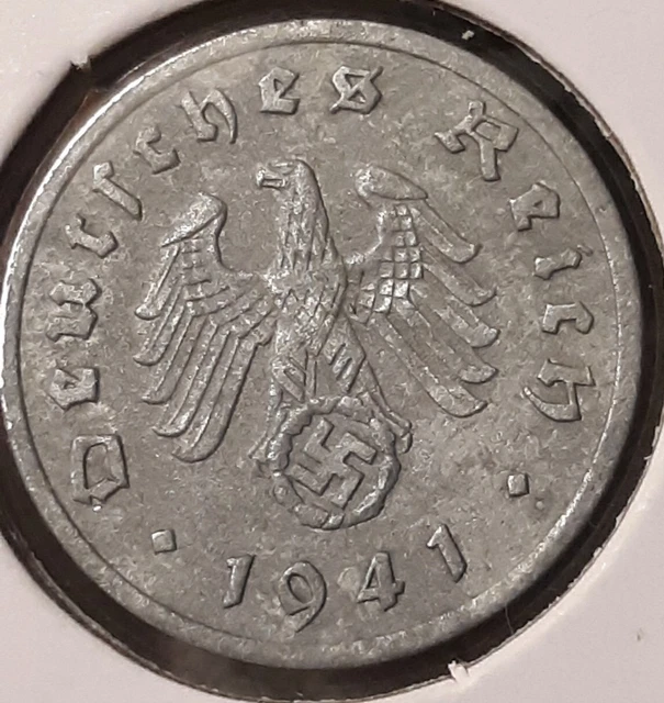 Vintage 1941 F , ~ WW2 German 1 Reichspfennig , WWII Era Circulated Coin , km97