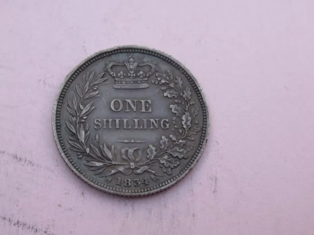 Shilling Silver 1834 Coin Collectable Grade William IV