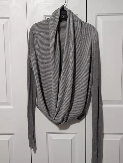 LULULEMON Women's Iconic Sweater Wrap Heathered Gray Long Sleeve 4