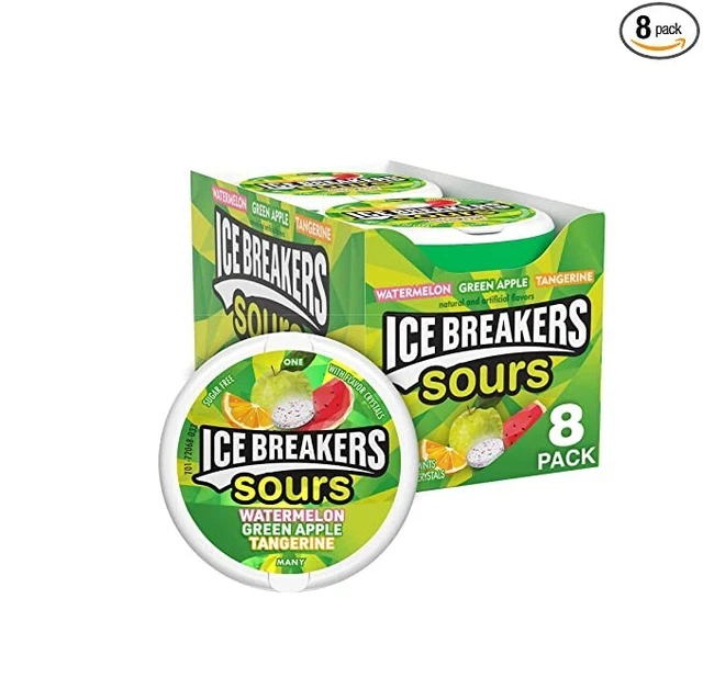 ICE BREAKERS SOURS Sugar Free Candy Mints, (Watermelon, Green Apple