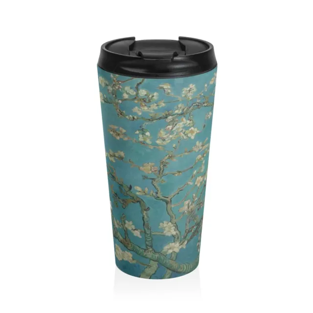 Stainless Steel Travel Mug, Van Gogh, Almond Blossom, Floral design