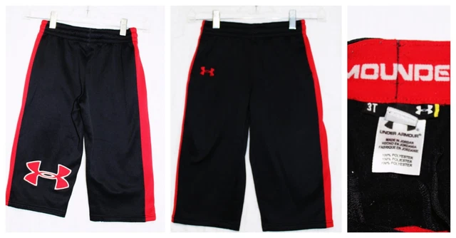 Under Armour Track Pants Toddler 3T Red Black Elastic Waist Draw String EUC