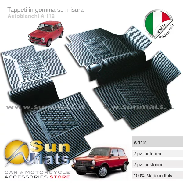 A 112 Autobianchi. Tapis Caoutchouc sur Mesure 100% Italien + Hommage Doux