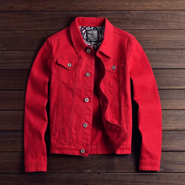 Mens Denim Jeans Jacket Casual Cotton Jacket Coat Trucker Button Classic Western