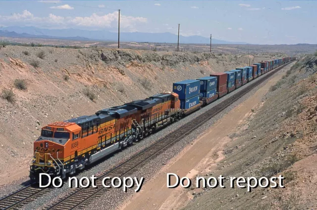 Original slide FUJICHROME BNSF 8359 w train Park Moabi CA