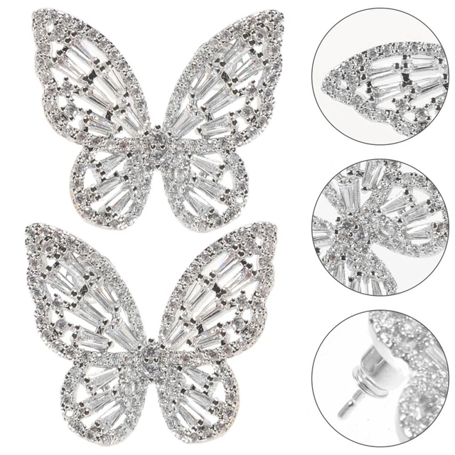 Woman Ear Studs Butterfly Jewelry for Women Miss Silver Needle