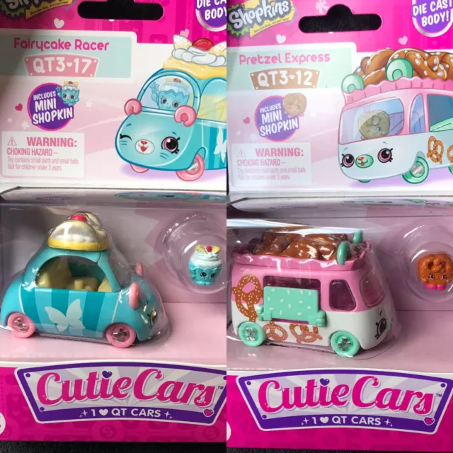2 SHOPKINS CUTIE Cars Fairycake Racer Pretzel Express incl