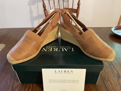 Women's Lauren Ralph Lauren Helma Textured Sandals Espadrilles Size 9B Tan