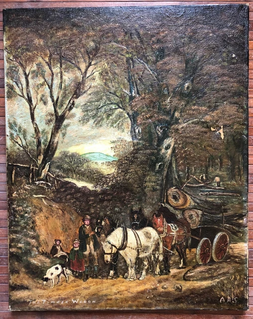 Tableau Huile Sur Toile école De Barbizon Début XXe - Signé Forest - Fermes à Colombages - 38x55 Cm