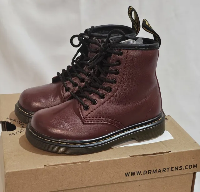Toddler's Dr. Martens Brooklee Maroon Oxblood Leather 8 Eye Ankle Boots Size 8