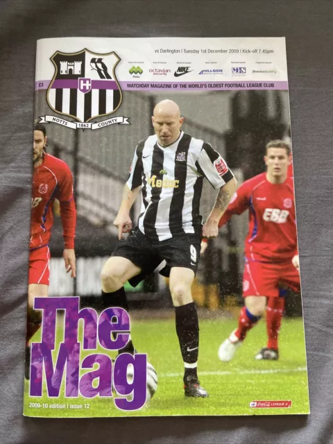 Notts County V Darlington Programme 1.12.2009 Kasper Schmeichel