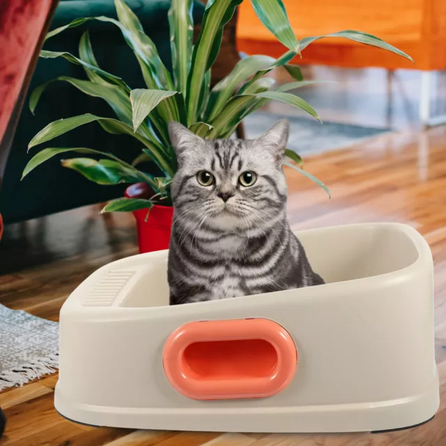 Cat Litter Box Plastic Semi-enclosed Toilet Kitten Pan Potty Training