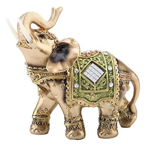 TOPINCN Lucky Wealth Elephant Statue, Elegant Elephant Trunk Feng Shui Small