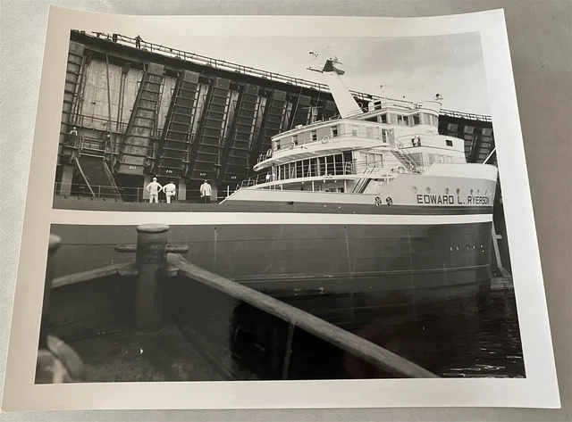 Vintage Great Northern Railroad Iron Ore Dock Edward L. Ryerson boat 8 x10 photo
