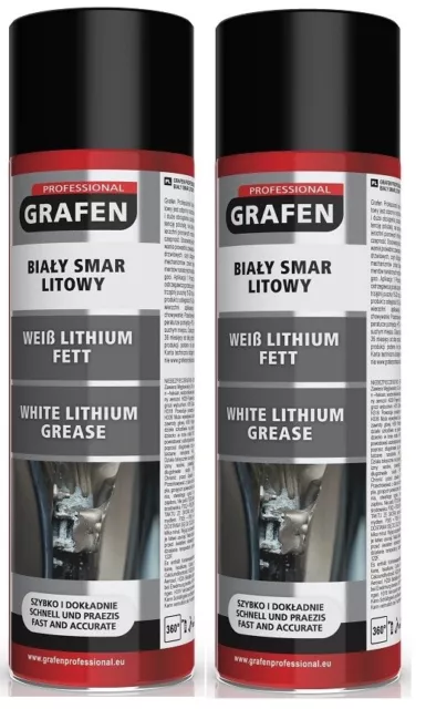 2x Grafen Sprühfett Schmierfett weiß White Grease Fettspray Lithium 500ml