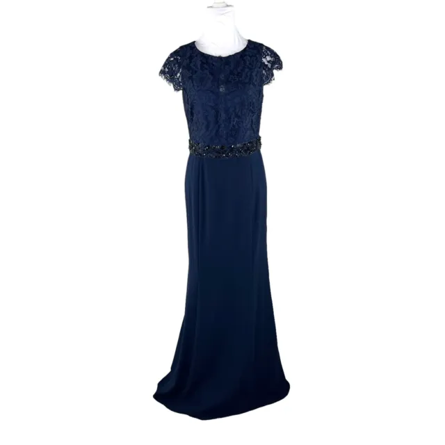 ML Monique Lhuillier Size 10 / 12  Navy Lace Mermaid Evening Gown * altered