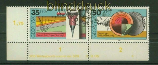 DDR Mi # 2557/60 DV gestempelt Geophysik WZd 469 Druckvermerk "4"  Sonderstempel