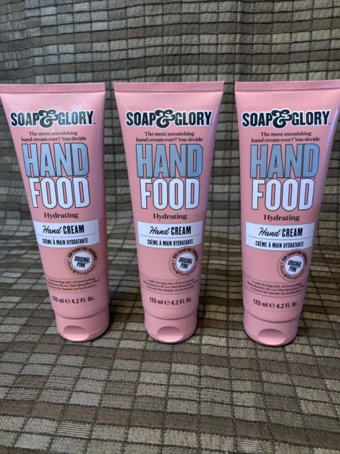 Soap & Glory Hand Food Hydrating Hand Cream Original Pink  4.2 oz LOT OF 3. New