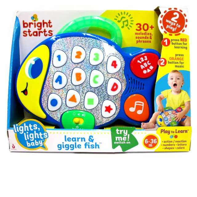 Bright Starts Learn & Giggle Fish Letters Numbers Shapes Light Kid Baby Play Toy