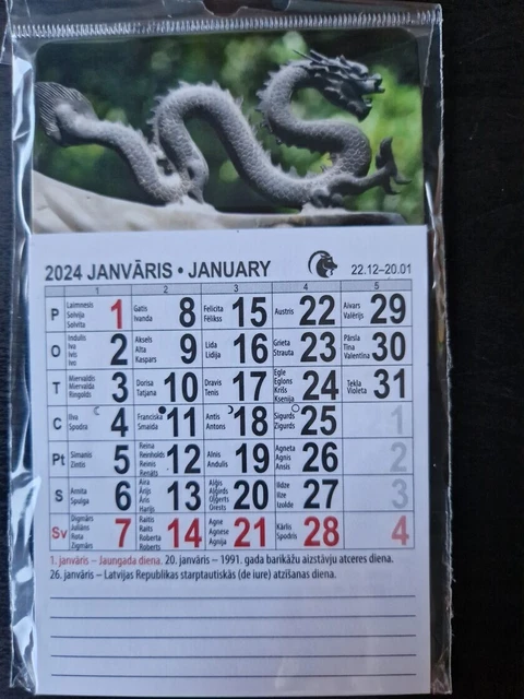 LATVIAN CALENDAR-MAGNET 2024. Latvijas Kalendars-Magnets 2024. UK ...