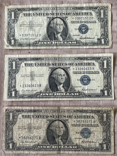 1957 $1 Silver Certificate Star Note x3- Lot 33