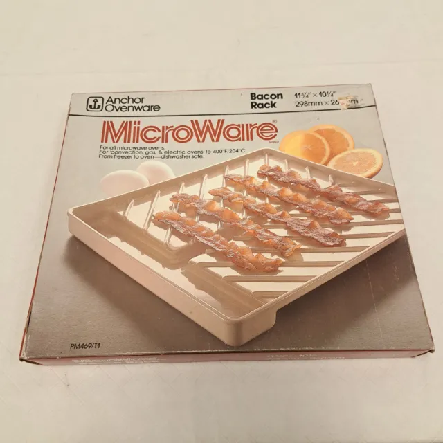 Vintage Anchor Hocking Microwave Bacon Cooker Rack Tray MicroWare New Yummy 😋
