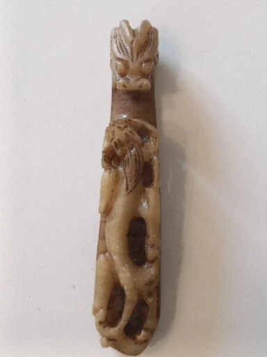 antique chinese belt buckle Carved Stone Jade? Openwork
