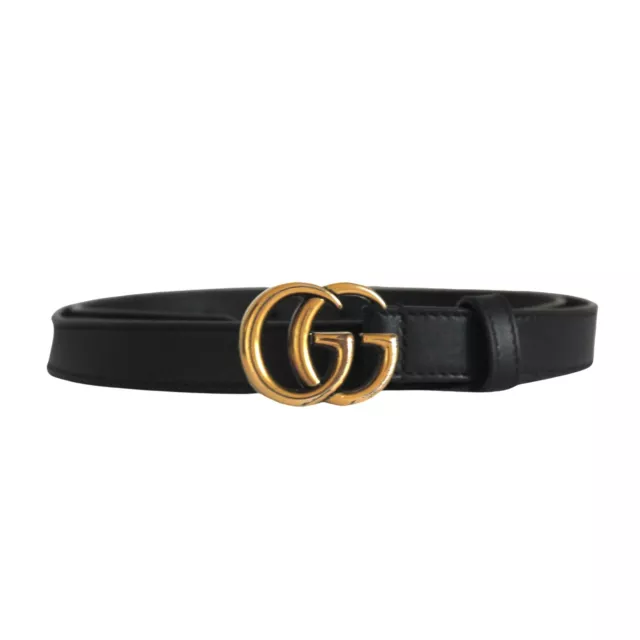 Cintura Gucci Buckle in pelle nera fibbia con doppia G 409417