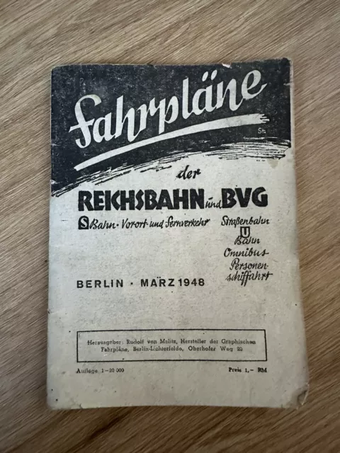 Fahrplan Reichsbahn / BVG, S-Bahn, U-Bahn, Strassenbahn, Berlin, März 1948