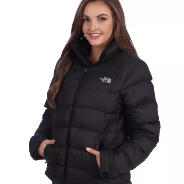 North Face Womens Medium Nuptse Down Jacket Coat M Black 700 Down Winter TNF