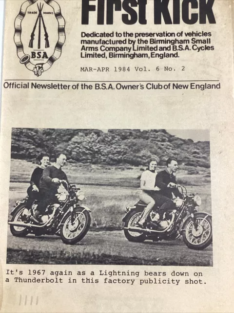 B.S.A. Motorcycles News 1984 USA New England Birmingham UK Thunderbolt Arblaster