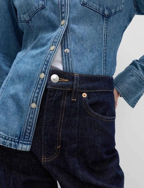 Marks & Spencer MID RISE BARREL - Jeans baggy - medium indigo/blu