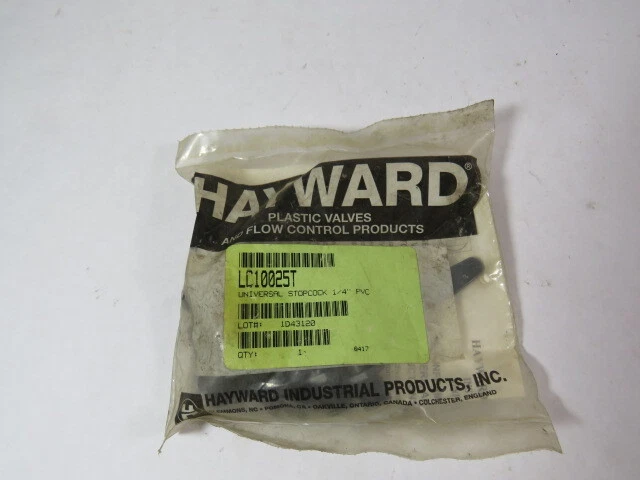 Hayward LC10025T Universal Stopcock Plastic Valve  1/4" PVC  NWB