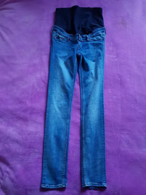 H&M Mama maternity Size 10/EUR 38 over bump shaping skinny jeans L31" - Blue