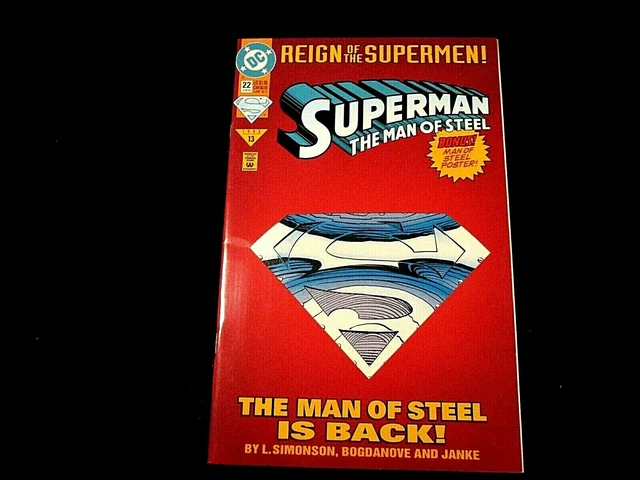 Superman: Man of Steel #22 - VF -  "Poster Intact"! Die-Cut Cover!