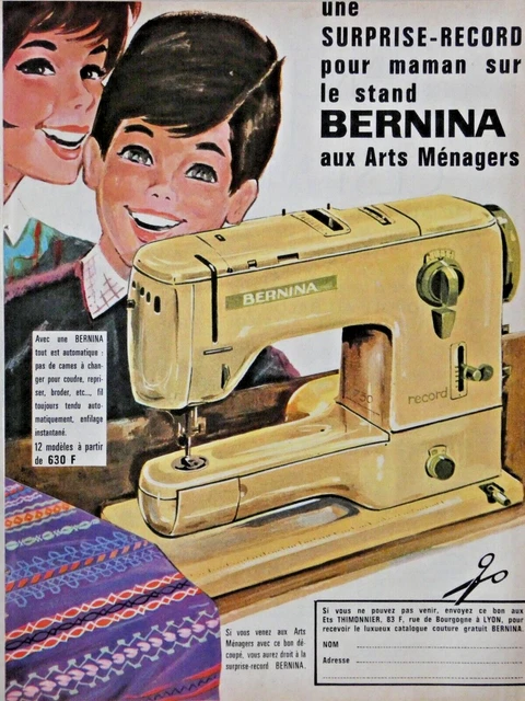 PUBLICITÉ DE PRESSE 1965 BERNINA La machine à coudre Automatique