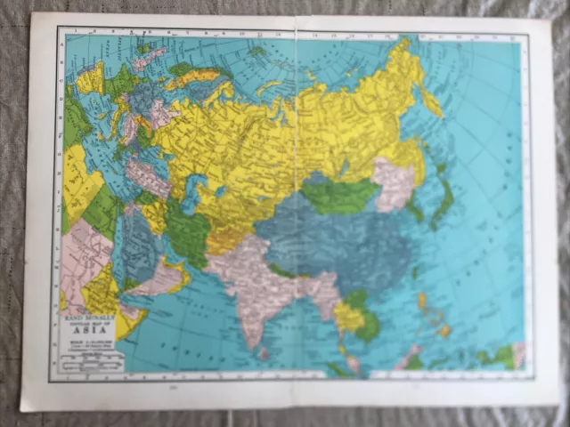 c. 1941 Asia Rand McNally Original World Atlas Map