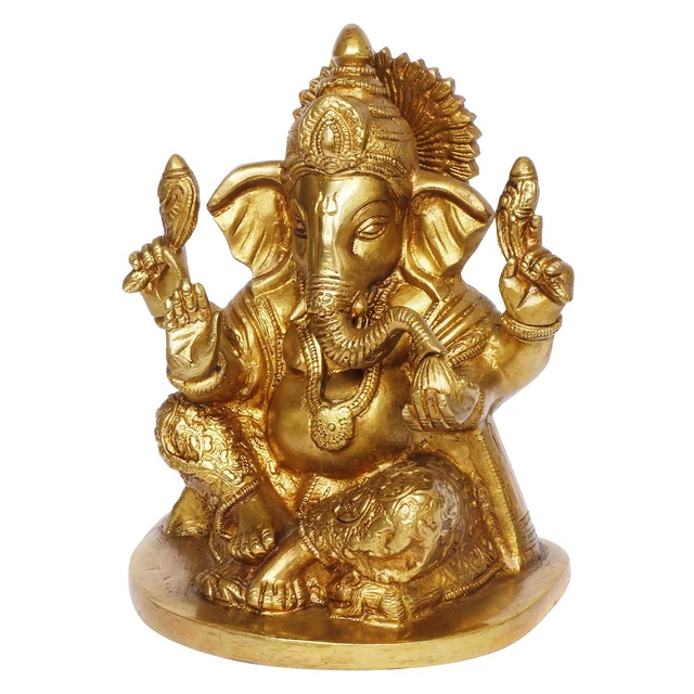BRASS GANESH BHAGWAN Idol Ganesha Statue Ganpati Murti for Home