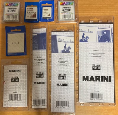 50 FRANCOBOLLO Mounts tagliata a misura-Nero O Trasparente-Seleziona Taglia-Da £ 1.19 